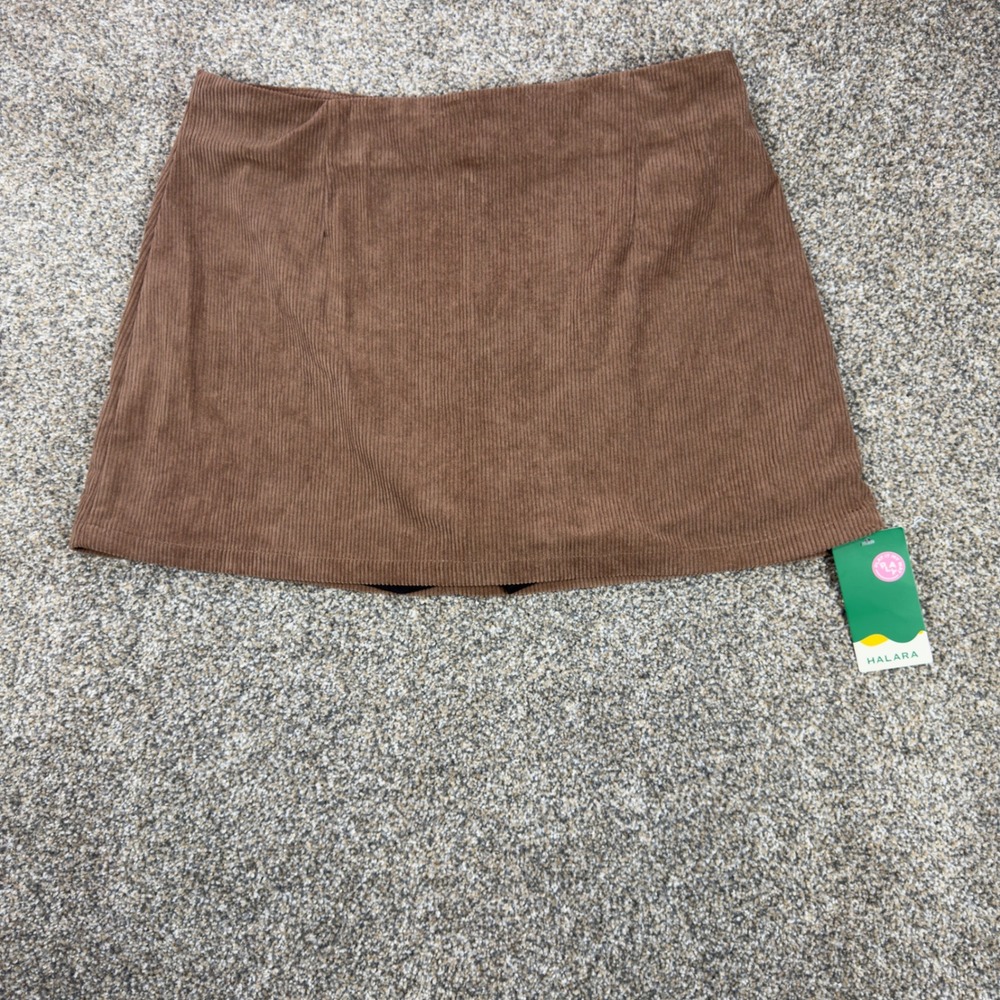 Halara Brown Corduroy Mini Skirt with Built-in Shorts XL NWT Active Skort